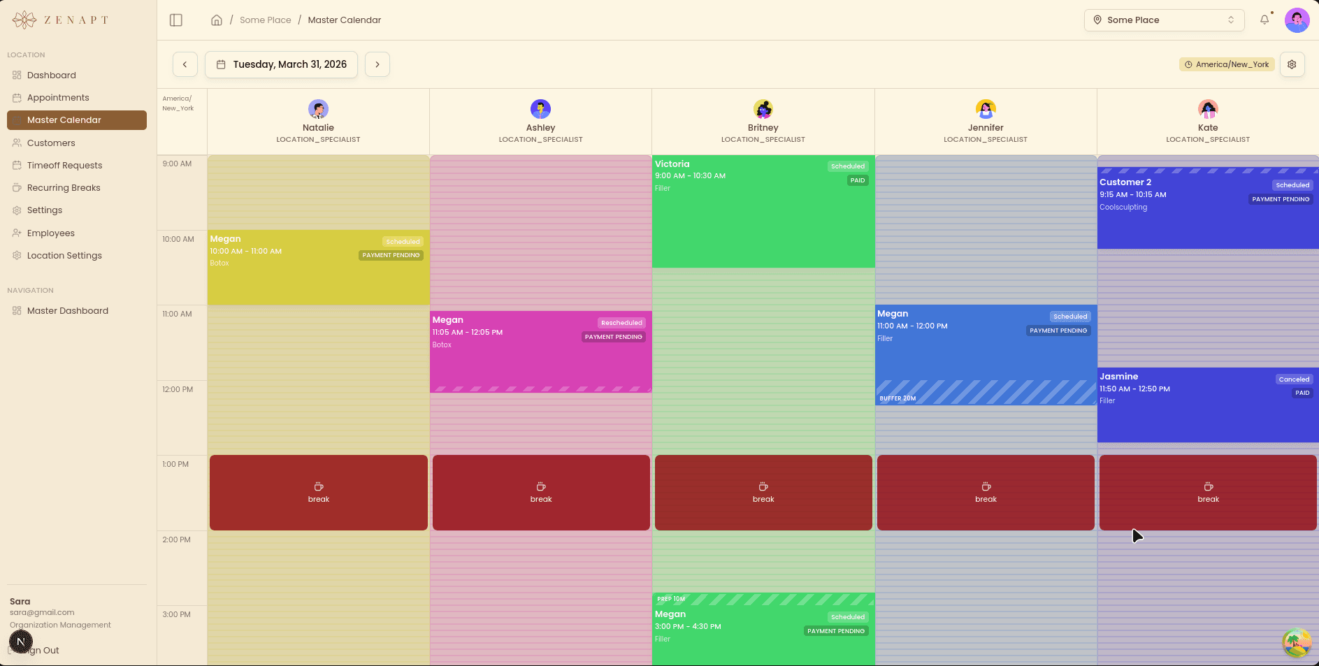 Zenapt calendar and scheduling preview